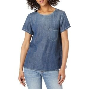 AG Adriano Goldschmied Women's Megan One Pocket Denim T-Shirt NEW